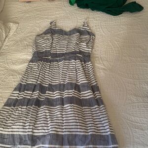 Old Navy Navy and White Textured Dress